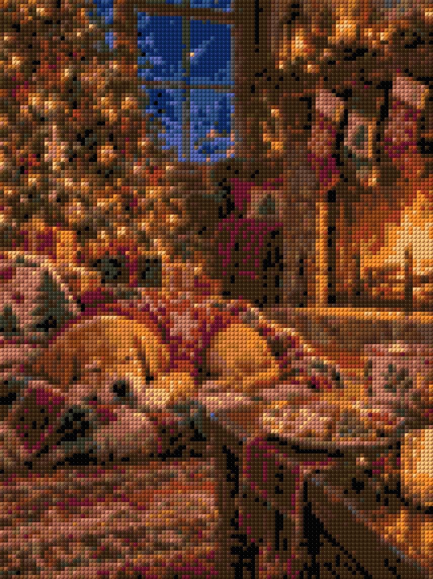 A diamond painting rendering of Cozy Nap Size - 30cm x 40cm