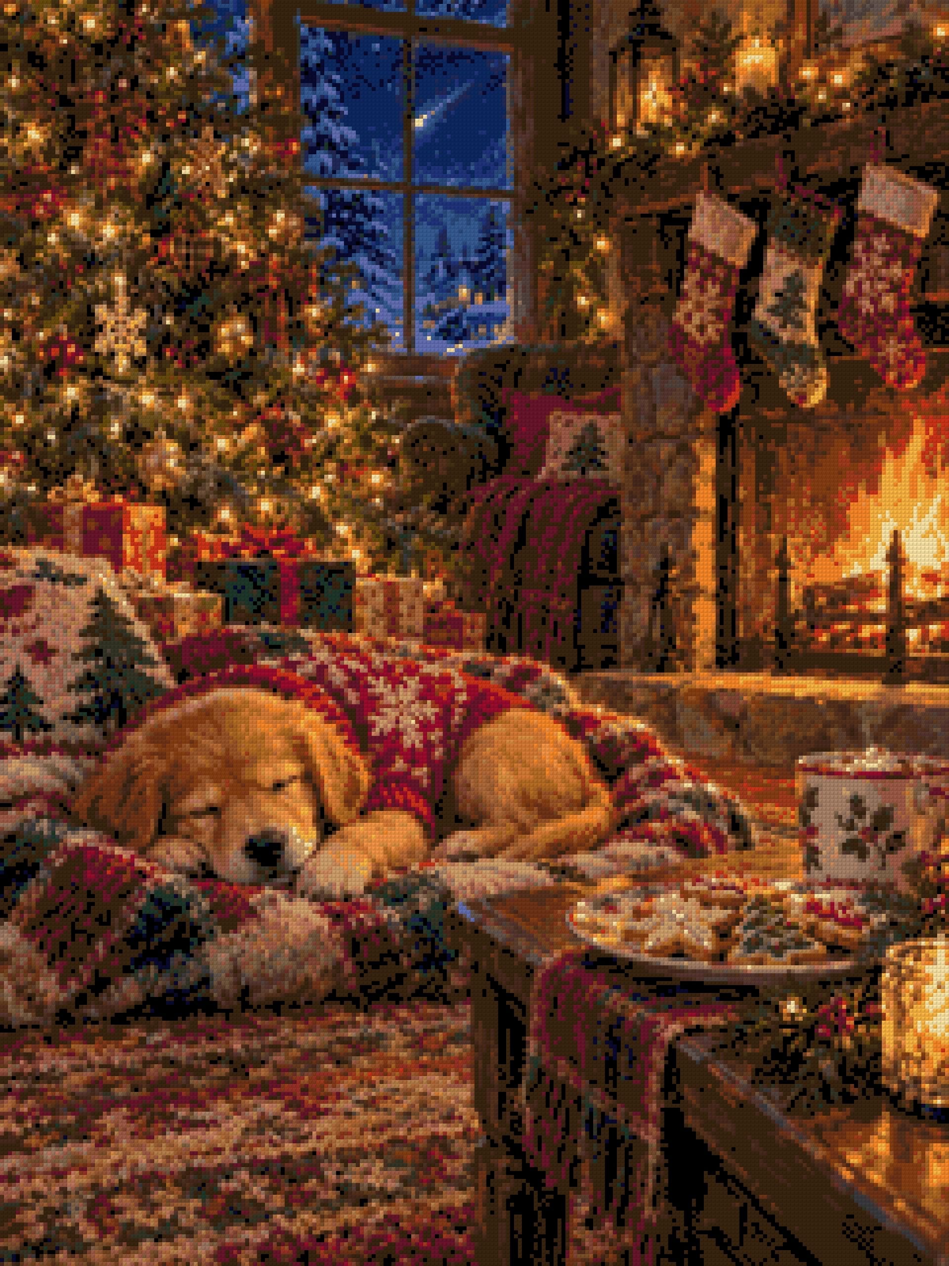 A diamond painting rendering of Cozy Nap Size - 60cm x 80cm