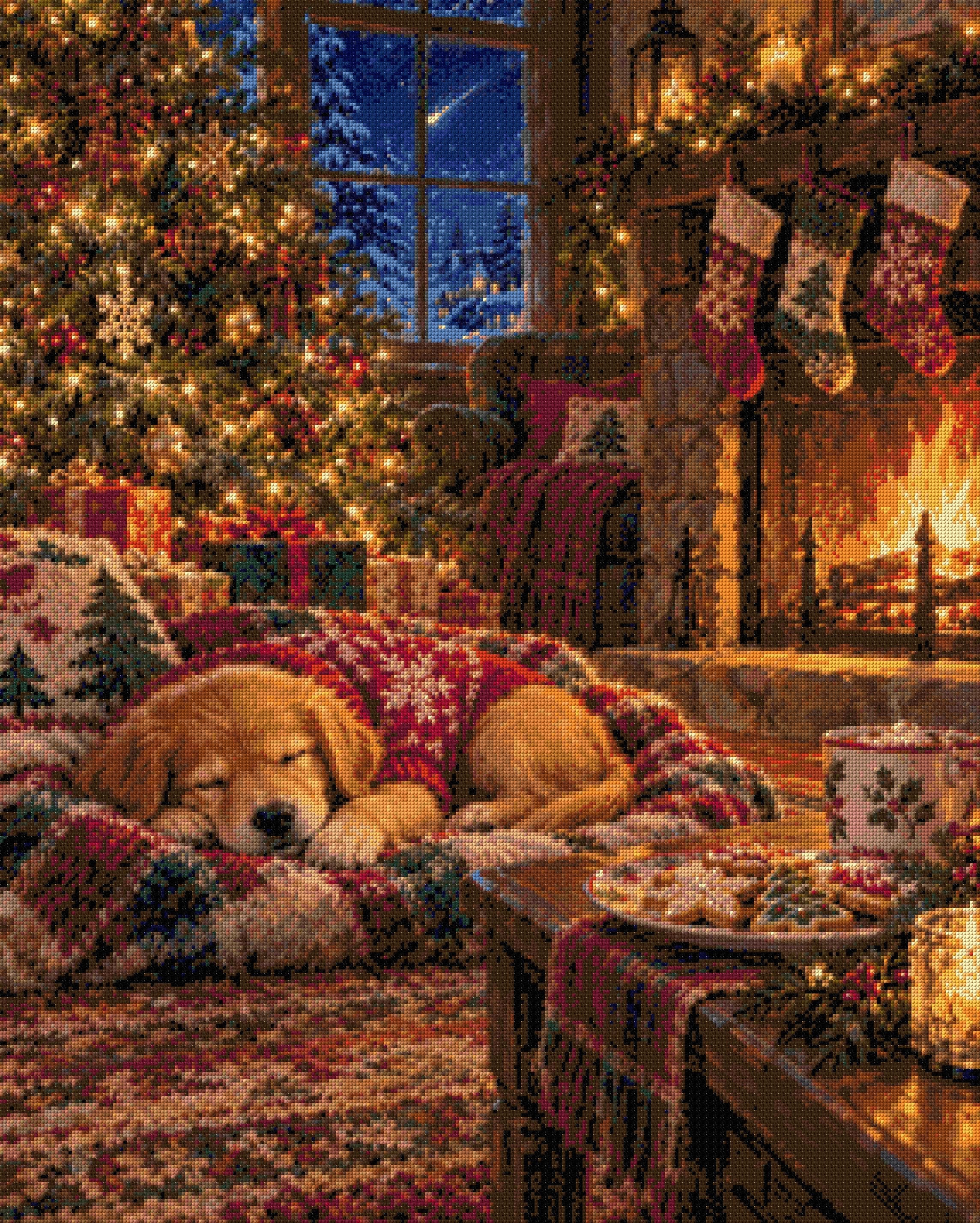 A diamond painting rendering of Cozy Nap Size - 80cm x 100cm