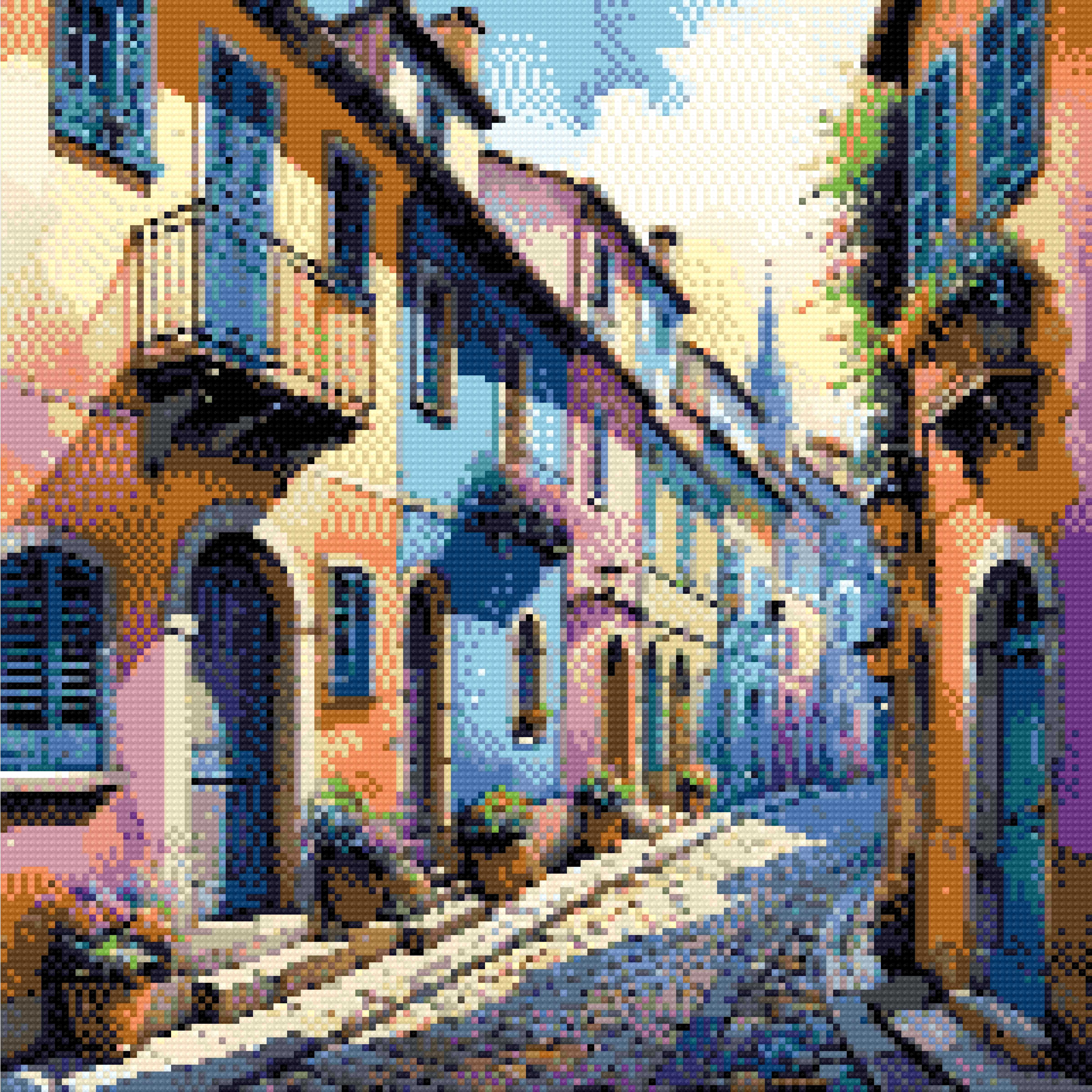 A Diamond Painting Rendering Of Colourful, Vibrant Street With Pastel-coloured Houses And Flowering Plants.. Size - 40cm X 40cm