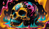 A Diamond Painting Rendering Of Colourful Decorative Skull With Intricate Patterns In A Surreal, Vibrant Setting. Size - 100cm X 60cm