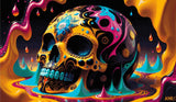 A Diamond Painting Rendering Of Colourful Decorative Skull With Intricate Patterns In A Surreal, Vibrant Setting. Size - 120cm X 70cm