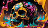 A Diamond Painting Rendering Of Colourful Decorative Skull With Intricate Patterns In A Surreal, Vibrant Setting. Size - 50cm X 30cm