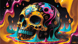 A Diamond Painting Rendering Of Colourful Decorative Skull With Intricate Patterns In A Surreal, Vibrant Setting. Size - 70cm X 40cm