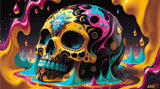 A Diamond Painting Rendering Of Colourful Decorative Skull With Intricate Patterns In A Surreal, Vibrant Setting. Size - 90cm X 50cm