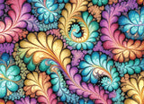 A Diamond Painting Rendering Of Colourful Fractal Art With Swirling Patterns Resembling Flower Petals In Multiple Hues. Size - 110cm X 80cm