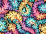 A Diamond Painting Rendering Of Colourful Fractal Art With Swirling Patterns Resembling Flower Petals In Multiple Hues. Size - 80cm X 60cm