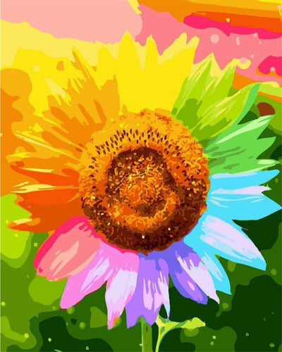 Paint By Numbers Kit - Rainbow Sunflower