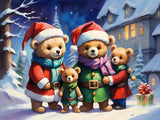 Teddy Bear Family Christmas Diamond Painting Kit