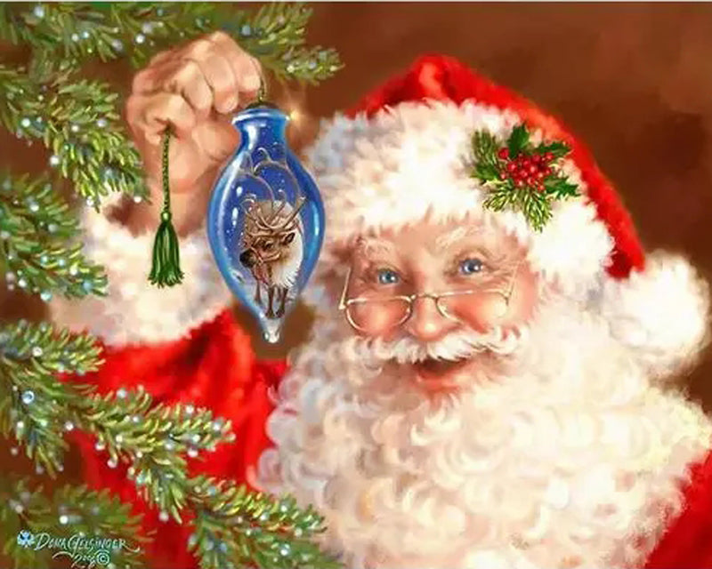 Diamond Painting Kit - Santa and Ornament