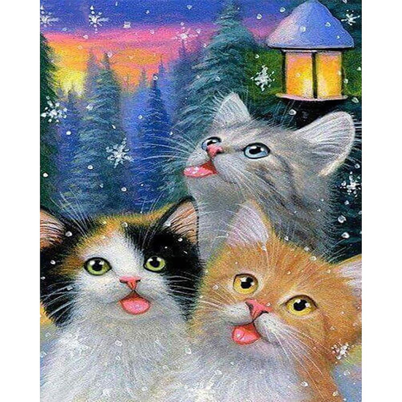 Diamond Painting Kit - Colourful Cats - Full Coverage, Square or Round Drill - Multiple Sizes - Poured Glue - Diamond Pixels Australia