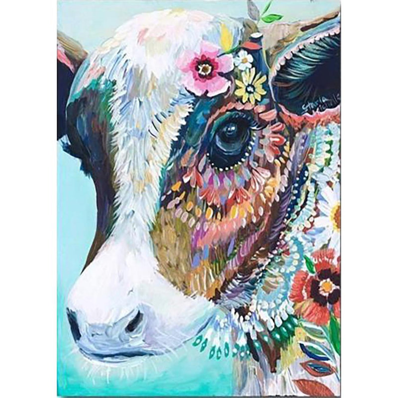 Diamond Painting Kit - Colourful Cow - Full Coverage, Square or Round Drill - Multiple Sizes - Poured Glue - Diamond Pixels Australia