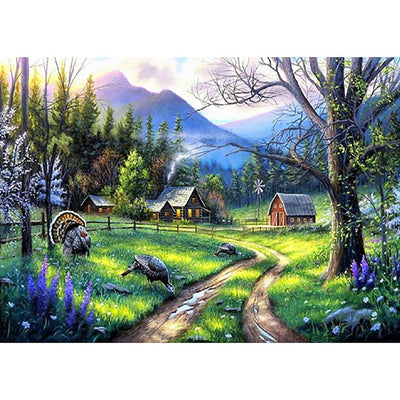 Diamond Painting Kit - Country Road - Full Coverage, Square or Round Drill - Multiple Sizes - Poured Glue - Diamond Pixels Australia