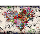 Diamond Painting Kit - Floral Heart - Full Coverage, Square or Round Drill - Multiple Sizes - Poured Glue - Diamond Pixels Australia