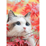 Diamond Painting Kit - Kitten in Flowers - Full Coverage, Square or Round Drill - Multiple Sizes - Poured Glue - Diamond Pixels Australia