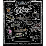 A Diamond Painting Rendering Of Chalkboard Menu Illustration With Breakfast And Lunch Items Including Bread, Coffee, And Ice Cream.. Size - 50cm X 60cm