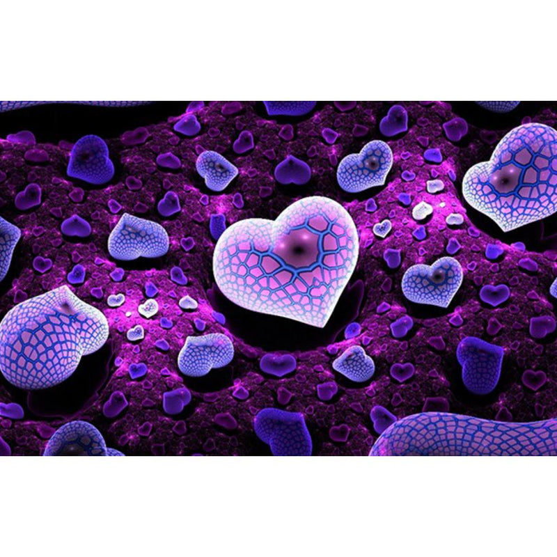 Diamond Painting Kit - Purple Hearts - Full Coverage, Square or Round Drill - Multiple Sizes - Poured Glue - Diamond Pixels Australia