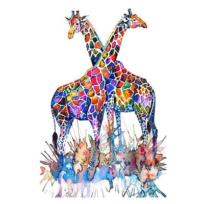 Diamond Painting Kit - Rainbow Giraffes - Full Coverage, Square or Round Drill - Multiple Sizes - Poured Glue - Diamond Pixels Australia
