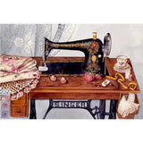 Diamond Painting Kit - Sewing Machine - Full Coverage, Square or Round Drill - Multiple Sizes - Poured Glue - Diamond Pixels Australia