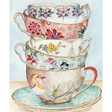 Diamond Painting Kit - Tea Cups - Full Coverage, Square or Round Drill - Multiple Sizes - Poured Glue - Diamond Pixels Australia